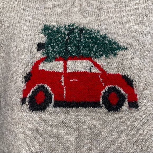 Cupcakes and Cashmere Gray Christmas Tree Red Car Sweater Size XS Lightweight - Picture 8 of 8